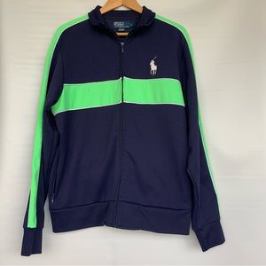 Ralph Lauren Polo Running Jacket Mens L track jumpsuit navy green seahawks lime